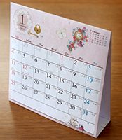 2015年卓上カレンダー折りたたみ式・アンティーク風ガーリー
