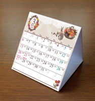 2018年かわいい卓上カレンダー（折りたたみ式・ミニ）アンティーク風ガーリーデザイン 