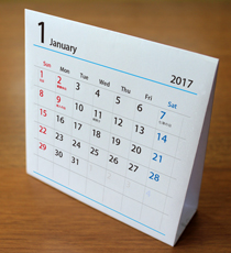 2017（2018）年六曜入り卓上カレンダー【折りたたみ式】無料ダウンロード・印刷