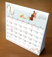 2016年卓上カレンダー折りたたみ式・アンティーク風ガーリー