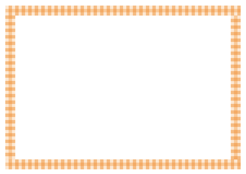 メッセージカード　シンプルなチェックの枠　オレンジA4/1