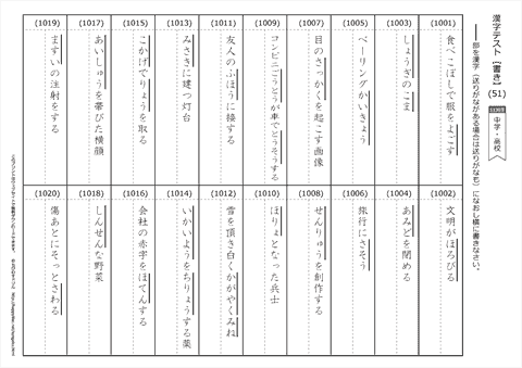 【書き取り】漢字テスト /中学・高校 （51）
