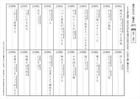 【書き取り】漢字テスト /中学・高校 （67）