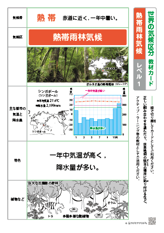 世界の気候区分 教材カード【レベル１】－熱帯雨林気候