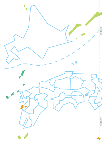 日本地図パズルの台紙　北海道と西日本