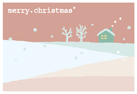 クリスマスカード【雪景色】　ピンク