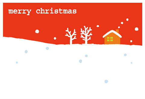 クリスマスカード【雪景色】　赤