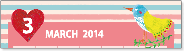 カレンダー2014年　ガーリーなかわいいイラスト・A4サイズ