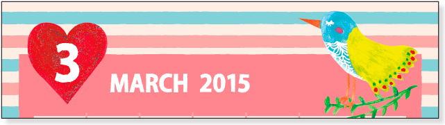 カレンダー2015年　ガーリーなかわいいイラスト・A4サイズ