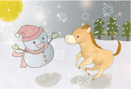 雪だるまと子馬
