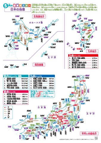 社会「日本の地理」学習ポスター（A4×2枚組）