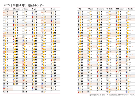 ★リフィル用 【Ａ４サイズ・１枚版】　2022年　月齢カレンダー
