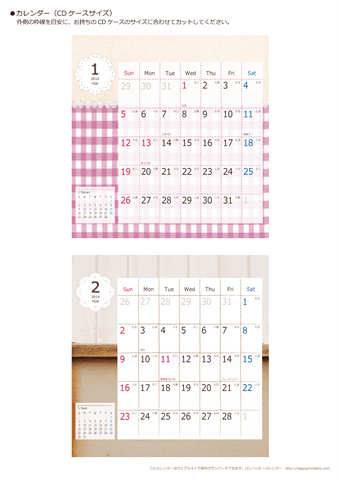【2014年１月～2015年３月】カレンダー　CDサイズ　ラブリー