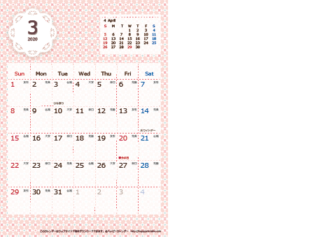 【2020年 ３月】 Chicピンク　Ａ４-２ヶ月