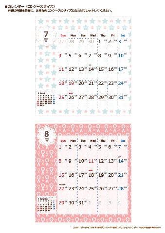 【2021年７月～８月】カレンダー　CDサイズ　Chicピンク
