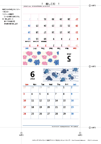 2018年５月・６月　カレンダー【和モダン/卓上折りたたみ式】