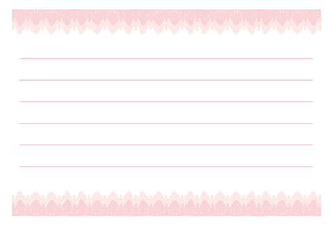 メッセージカード　レース枠 シンプル　ピンク　はがき