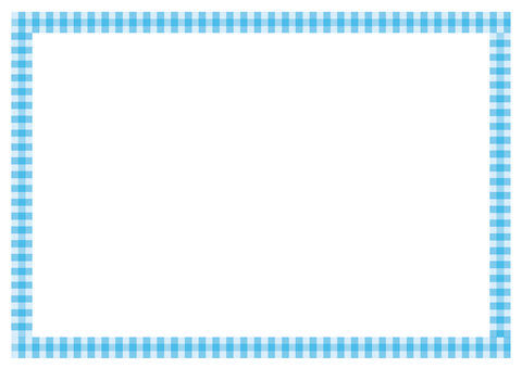 メッセージカード　シンプルなチェックの枠　青　A4/1