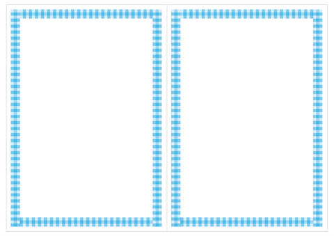 メッセージカード　シンプルなチェックの枠　青　A4/2