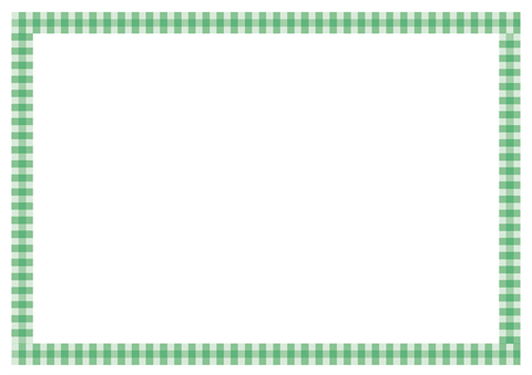 メッセージカード　シンプルなチェックの枠　緑　A4/1