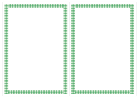 メッセージカード　シンプルなチェックの枠　緑　A4/2