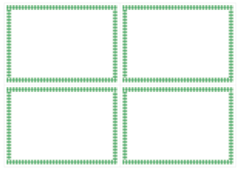 メッセージカード　シンプルなチェックの枠　緑　A4/4