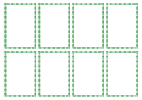 メッセージカード　シンプルなチェックの枠　緑　A4/8