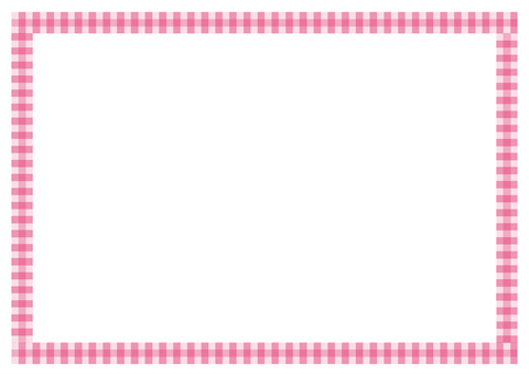 メッセージカード　シンプルなチェックの枠　ピンク　A4/1
