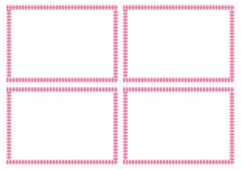メッセージカード　シンプルなチェックの枠　ピンク　A4/4