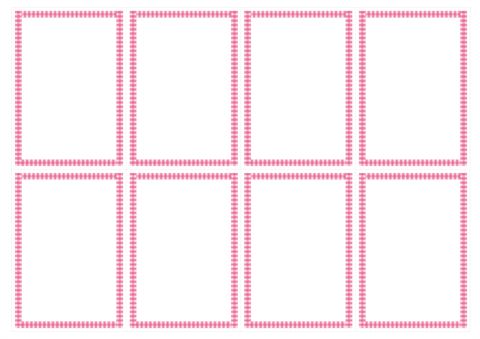 メッセージカード　シンプルなチェックの枠　ピンク　A4/8