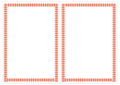 メッセージカード　シンプルなチェックの枠　赤　A4/2