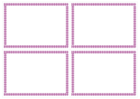 メッセージカード　シンプルなチェックの枠　紫　A4/4