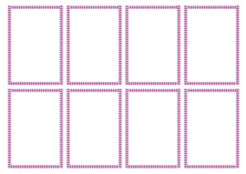 メッセージカード　シンプルなチェックの枠　紫　A4/8