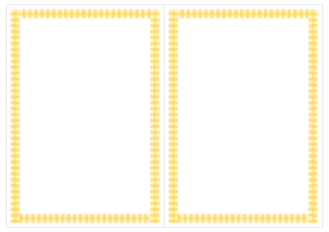 メッセージカード　シンプルなチェックの枠　黄色　A4/2