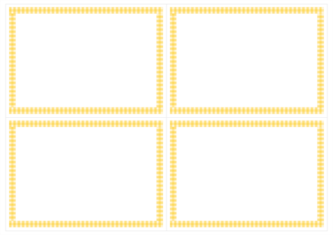 メッセージカード　シンプルなチェックの枠　黄色　A4/4