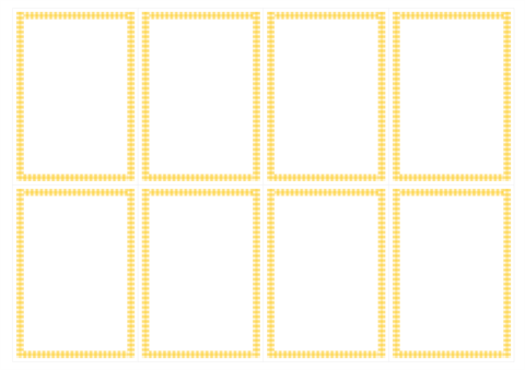 メッセージカード　シンプルなチェックの枠　黄色　A4/8