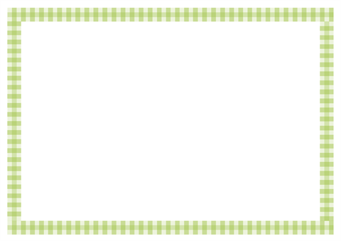 メッセージカード　シンプルなチェックの枠　黄緑色　A4/1