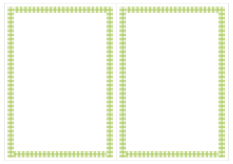 メッセージカード　シンプルなチェックの枠　黄緑色　A4/2