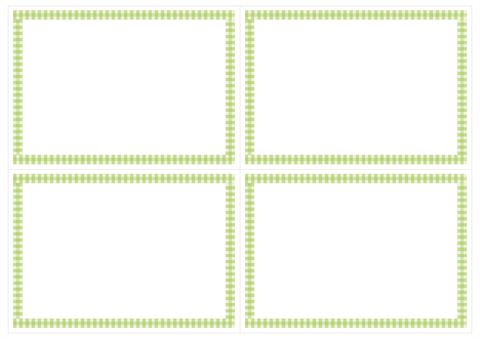 メッセージカード　シンプルなチェックの枠　黄緑色　A4/4