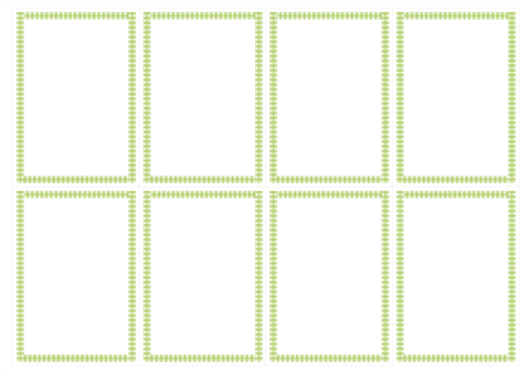 メッセージカード　シンプルなチェックの枠　黄緑色　A4/8