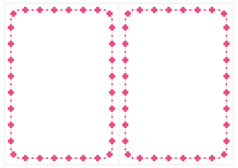 メッセージカード　小さなクローバー枠　ピンク　A4/2