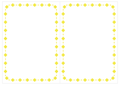 メッセージカード　小さなクローバー枠　黄色　A4/2