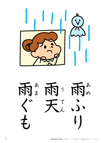漢字フラッシュカード［小１］両面印刷用・ふりがな有り-2
