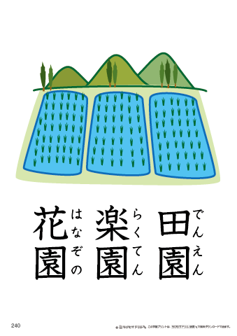 漢字フラッシュカード［小２］両面印刷用・ふりがな有り-240
