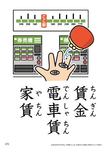 漢字フラッシュカード［小６］両面印刷用・ふりがな有り-270
