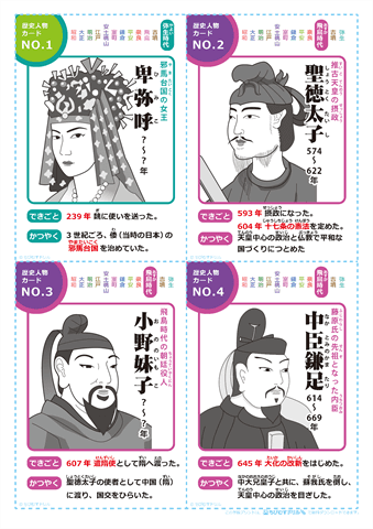 日本の歴史人物 カード（73人）　無料ダウンロード・印刷