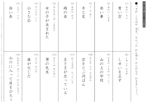 漢字・送りがなテスト　答え　（１）～（７）