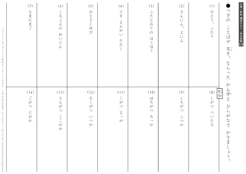【７】　漢字・送りがなテスト（小１）