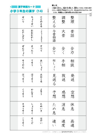 漢字単語カード＜逆レイアウト版＞［小学３年生］-14