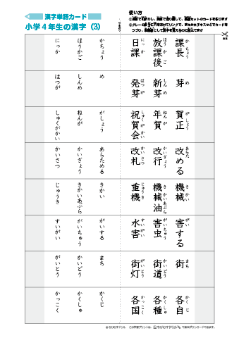 漢字単語カード［小学４年生］-3」